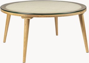 Mesa de centro redonda em madeira de carvalho com tampo de vidro Haru