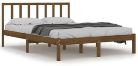 Estrutura cama 5FT King 150x200 cm pinho maciço castanho-mel
