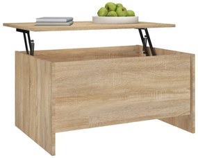 Mesa de Centro Beira Elevatória de 80 cm - Carvalho - Design Moderno