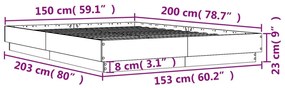 Estrutura de cama 150x200 cm derivados de madeira cinza cimento
