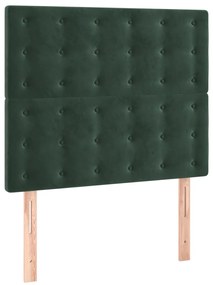 Cama boxspring com colchão 120x200 cm veludo verde-escuro