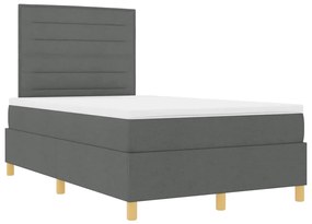 Cama Box Spring com Colchão &amp; LED Cinza Escuro 120x200 cm Tecido