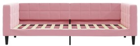 Sofá-cama com gavetão e gavetas 100x200 cm veludo rosa