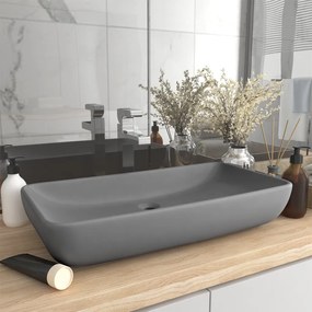 vidaXL Lavatório luxuoso retangular 71x38 cm cerâmica cinza-claro mate