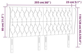 Cabeceira cama c/ abas veludo 203x23x118/128 cm cinzento-escuro