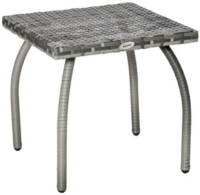 Outsunny Mesa de Jardim de Vime com Pés de Metal Capacidade 30 kg Mesa de Exterior para Pátio Terraço Varanda 45x45x44 cm Cinza