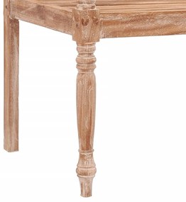 Banco Batávia 120 cm madeira de teca maciça branco lavado