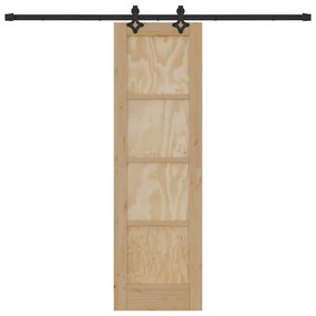 Porta Deslizante com Conjunto de Hardware "ORKDAL" Madeira Sólida de P