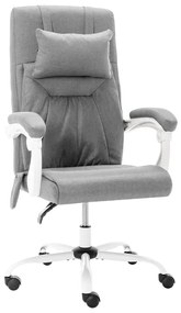 vidaXL Cadeira de escritório c/ função de massagem tecido cinzento