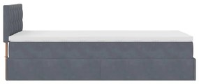 Estrutura cama otomana colchão 80x200 cm veludo cinzento escuro