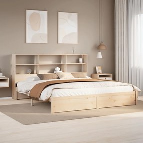 vidaXL Cama com estante sem colchão 180x200 cm pinho maciço
