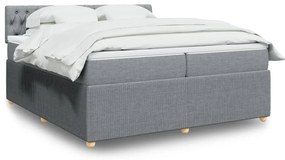 Cama com molas/colchão 200x200 cm tecido cinza-claro