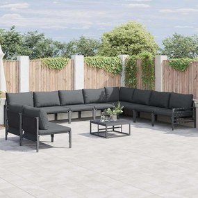 vidaXL Conjunto de Sofá de Jardim 10 pcs Cinzento-escuro Aço