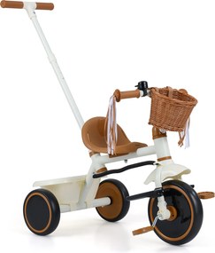 Triciclo Infantil Evolutivo, 94 x 43 x 90-96,5 cm, Pega de Empurrar Regulável em 4 Alturas, Branco