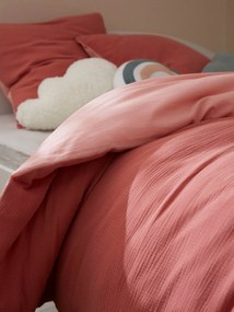 Conjunto bicolor, capa de edredon + fronha de almofada, em gaze de algodão, para criança rosa medio liso