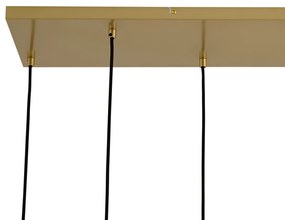 Candeeiro suspenso Art Déco dourado com vidro arco-íris 8-luzes - Sandra