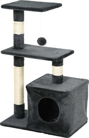 Arranhador para Gatos 50x30x81,5 cm Centro de Atividades para Gatos com Poste de Sisal Plataformas e Caverna Cinza