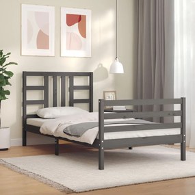 3193908 vidaXL Estrutura de cama com cabeceira 90x200 cm madeira maciça cinza