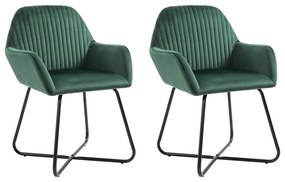 249803 vidaXL Cadeiras de jantar 2 pcs veludo verde
