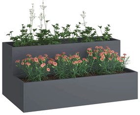 Jardineira 2 Níveis 100x60x45 cm Plástico Antracite