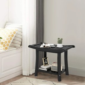 Banco de banho curvo para idosos HDPE impermeável 60,5 cm x 34 cm x 48 cm Preto