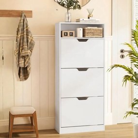Sapateira com 3 portas, 24 x 60 x 139 cm, branco