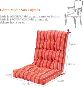 Almofada para Cadeira de Encosto Alto (CADEIRA NÃO INCLUIDA), 56,5 x 51,5 x 64,5 cm, Encosto Ajustável, Laranja