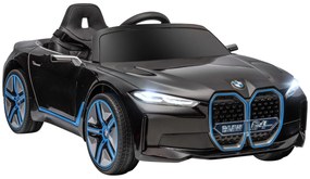 HOMCOM Carro Elétrico para Crianças BMW i4 12V com Controlo Remoto Música MP3 Ecrã Luzes e Cinto de Segurança 115x67x45 cm Preto | Aosom Portugal