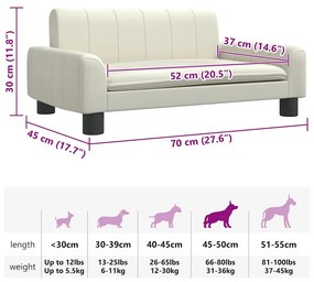 Cama para cães 70x45x30 cm couro artificial cor creme