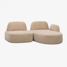 Sofá Modular Chaise Longue Direito De 2 Peças Estofado Giorgia Chenille Castanho Areia Claro - Sklum