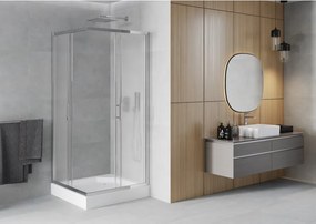 Mexen Rio cabine de duche quadrada 90 x 90 cm, fosca, cromada + base de duche, branca - 860-090-090-01-30-4510