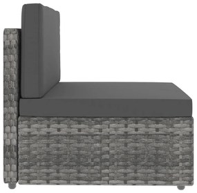 5 pcs conjunto lounge de jardim vime PE cinzento