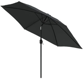 Guarda-sol exterior com luzes LED e poste aço 300 cm antracite