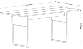 Mesa de Jantar "Lost" – 180x91x77.6 cm – Nogueira – Design Industrial