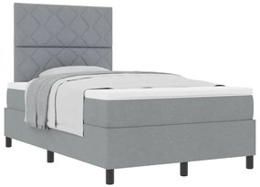 Cama Box Spring com Colchão Cinza Claro Cama Pequena de Tecido