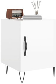 Mesa cabeceira 2pcs 40x40x50cm deriv. madeira branco brilhante