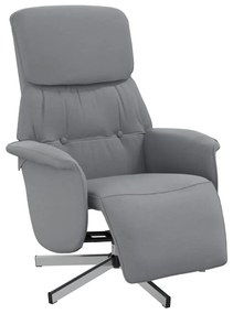 Cadeira reclinável com apoio de pés tecido cinzento-claro