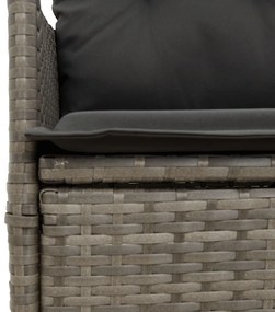 5 pcs conjunto de jantar p/ jardim c/ almofadões vime PE cinza