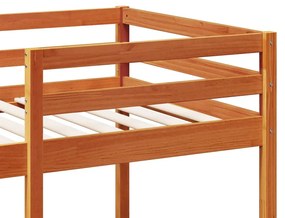 Cama alta sem colchão 90x190 cm pinho maciço castanho-mel