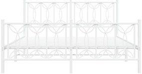 Estrutura de cama com cabeceira e pés 150x200 cm metal branco