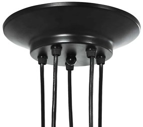 Candeeiro suspenso com 5 porta-lâmpadas E27 metal preto