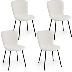 Conjunto de 4 cadeiras jantar modernas estofadas com encosto e pernas de metal para sala de estar e jantar 47 x 58 x 86 cm Bege