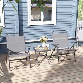 Conjunto de Mesa e Cadeiras de 3 Peças Móveis de Jardim Dobráveis com