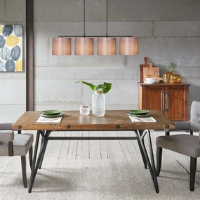 Candeeiro de Teto Valiz – Preto e Castanho – 110 x 25 cm