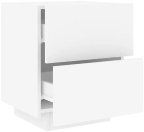 Mesa de cabeceira com luzes LED derivados de madeira branco