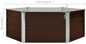 Canteiro jardim elevado 129x129x46cm aço galvanizado castanho