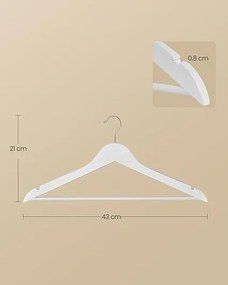 Conjunto de 30 cabides de madeira com ganchos giratórios de 360°, branco nuvem