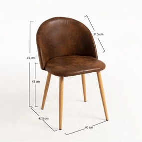 Cadeira Vint Couro Sintético - Marrom Vintage