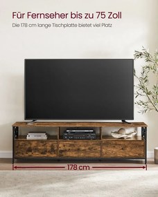 Móvel para televisão com 3 gavetas 40 x 178 x 50 cm castanho vintage-preto