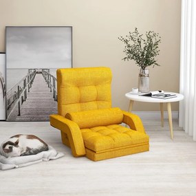 336528 vidaXL Cadeira chão dobrável c/ função de cama tecido amarelo mostarda